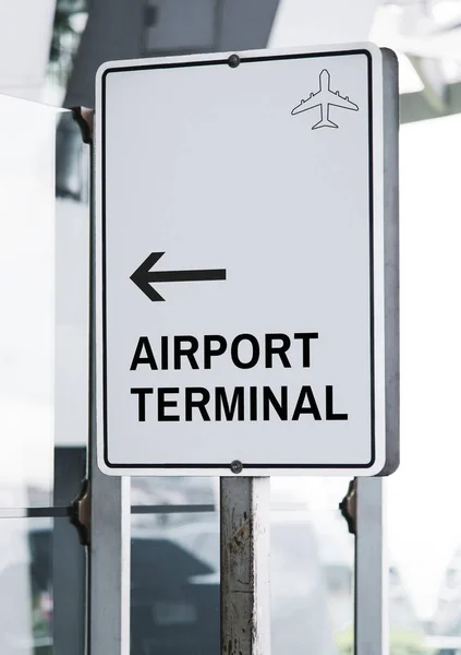 White Traffic Signboard Mockup Airport — Stock Photo, Image