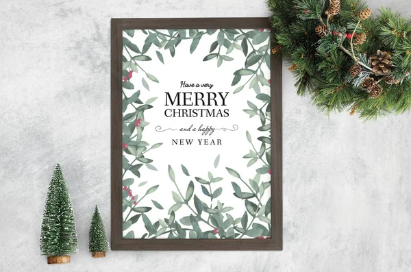 Manifesto Dell Illustrazione Natale Modello Cornice — Foto Stock