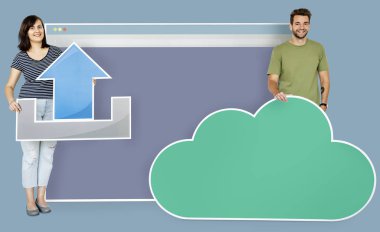 Bulut teknoloji ve internet ile ilgili simgeler grubu