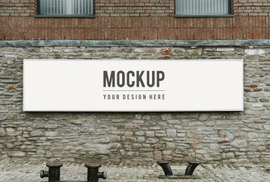 Dikdörtgen genel reklam mockup bir tuğla duvar