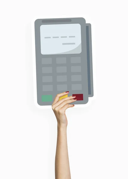 Hand Holding Credit Card Machine Clipart — Stock Photo, Image