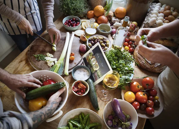 Receta Ensalada Verduras Saludables Una Pantalla — Foto de Stock