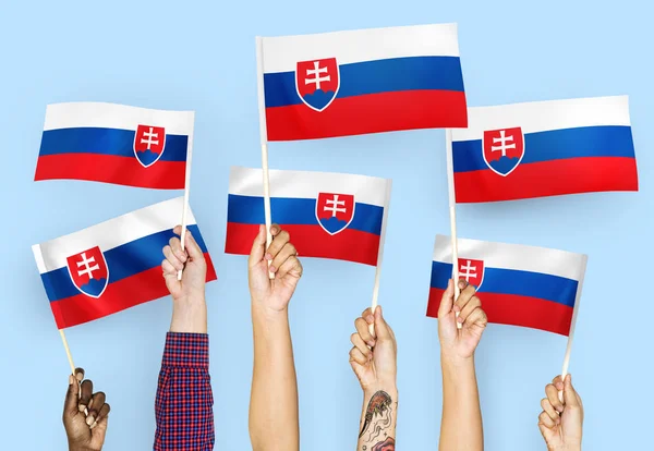 슬로바키아의 국기를 흔들며 — 스톡 사진