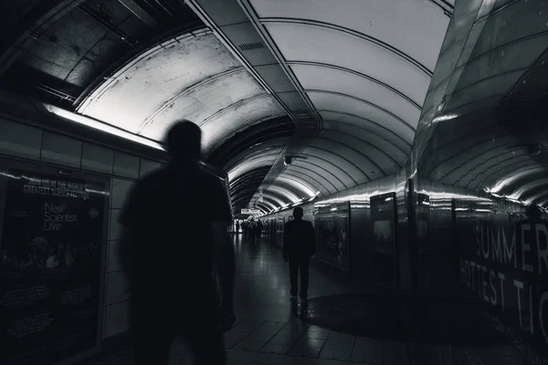 Silhouette People Subway Tunnel — Stock Photo, Image
