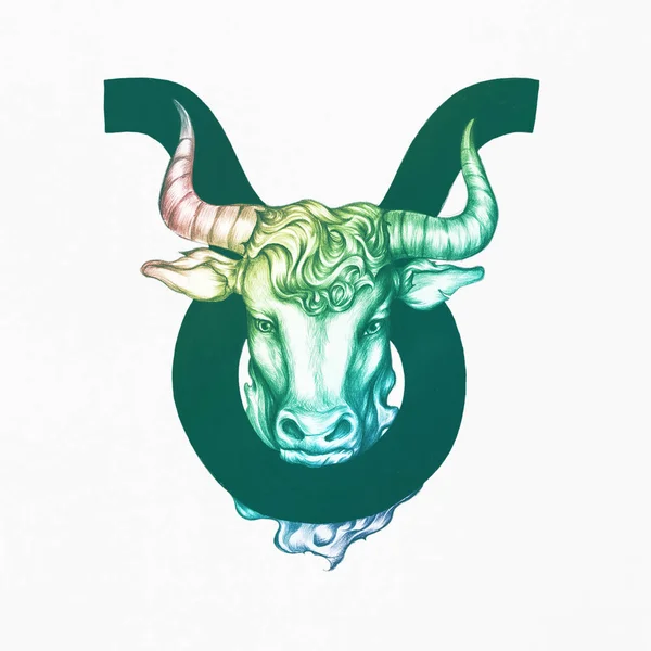 Horoscope Dessiné Main Symbole Illustration Taurus — Photo