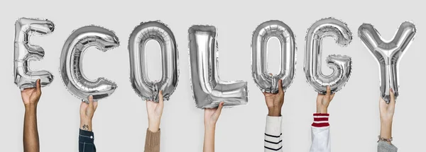 Hände Zeigen Öko Luftballons — Stockfoto