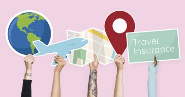 Seyahat simgeler clipart holding eller