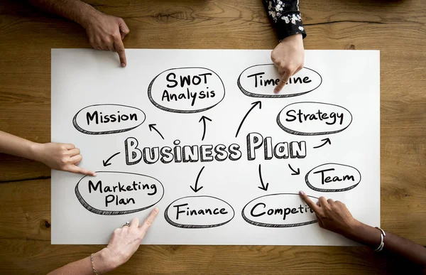 Fingers Pointing Business Plan — Stock Photo, Image