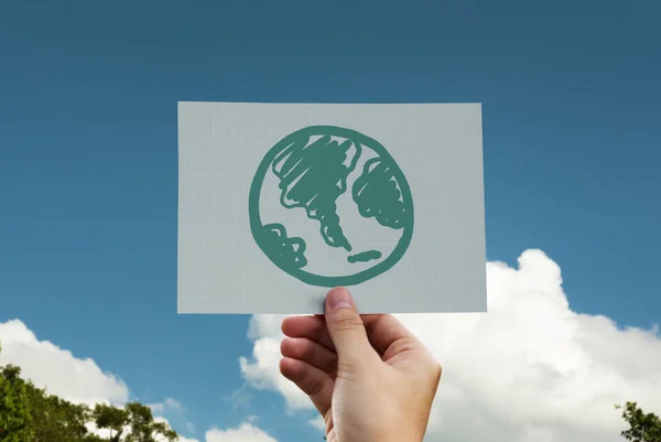 Green Globe Rysowane Karcie — Zdjęcie stockowe