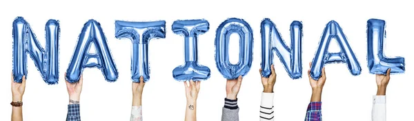 Luftballons Mit Blauem Alphabet Bilden Das Wort National — Stockfoto