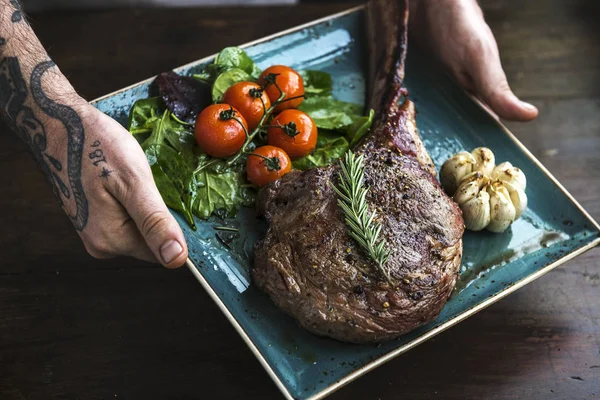 Primer Plano Una Idea Receta Fotografía Comida Chuleta Cordero —  Fotos de Stock