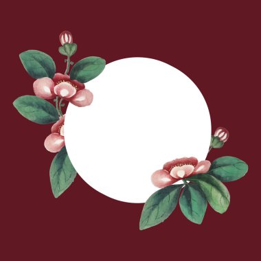 Çince resim çiçekler boş daire çerçeve vektörü