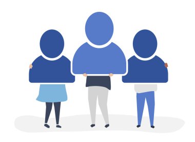 Kullanıcı hesap simgeleri tutan kişilerin karakter çizimi