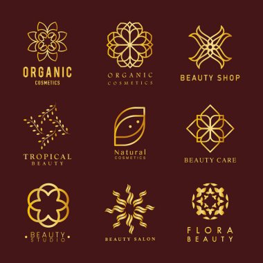Organik kozmetik logo vektörü koleksiyonu