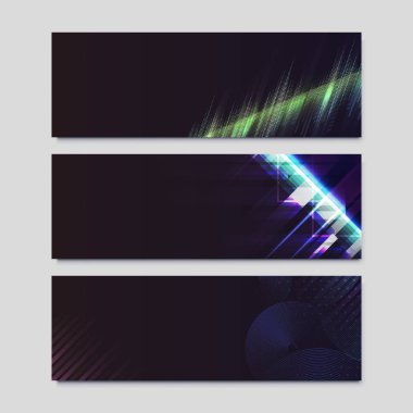 Gradyan neon ışığı poster vektörü seti