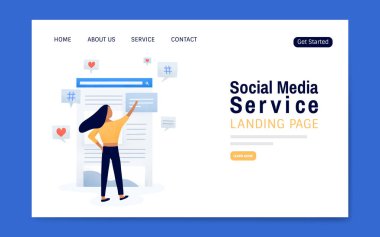 Sosyal medya servisi iniş sayfası düzenleme vektörü