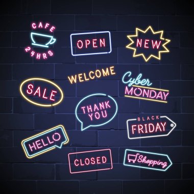Karışık neon işaretleri vektörü