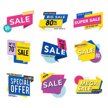 Satış promosyon reklam vektör set
