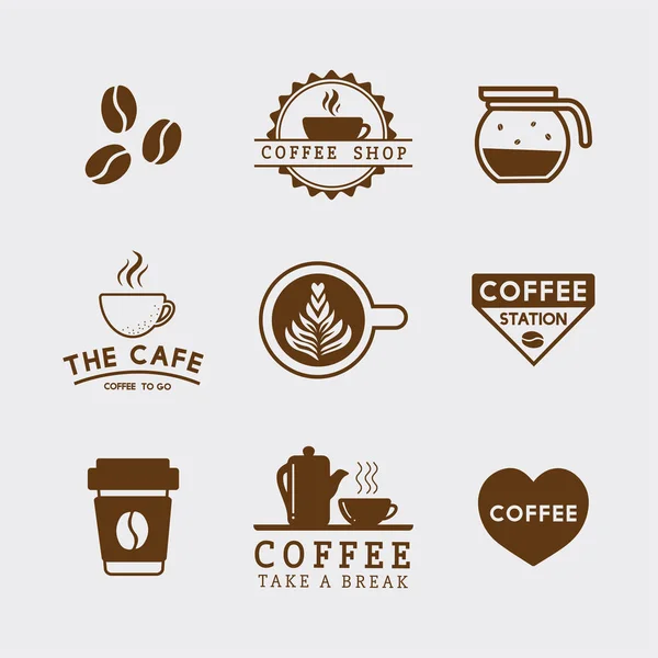 コーヒー要素とコーヒーアクセサリーのセットベクトル — ストックベクタ