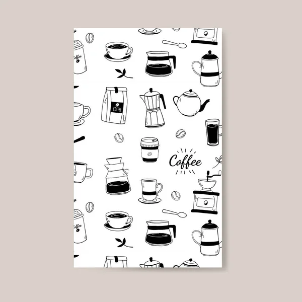 Kaffeehaus Und Café Gemusterter Hintergrundvektor — Stockvektor