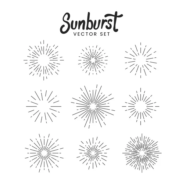 Sunburst Vector Establecido Blanco — Vector de stock
