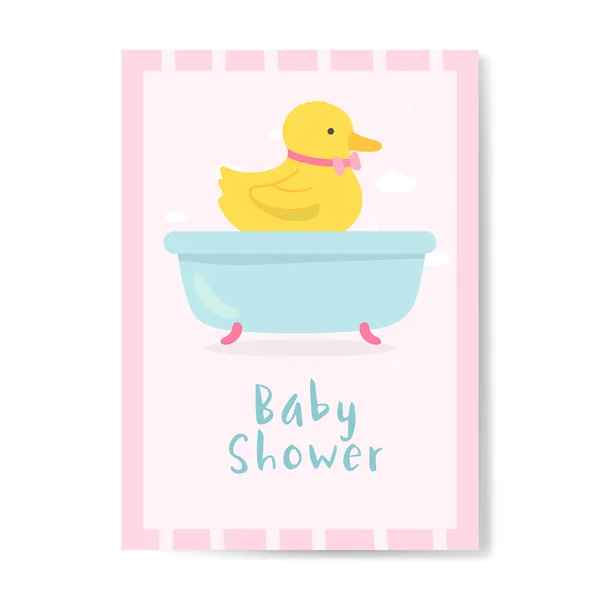 Cartão Convite Para Chá Bebê Com Vetor Pato —  Vetores de Stock
