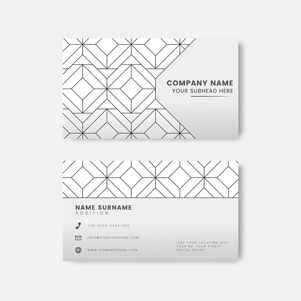 Black Geometric Pattern White Business Card Vector — Stock Vector