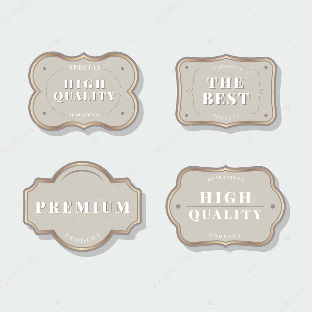 Beige vintage premium badge vectors