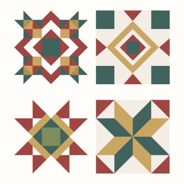 Renkli Noel geometrik tasarım vektör döşer