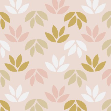 Pembe bir arka plan üzerinde yaprakların basit desen