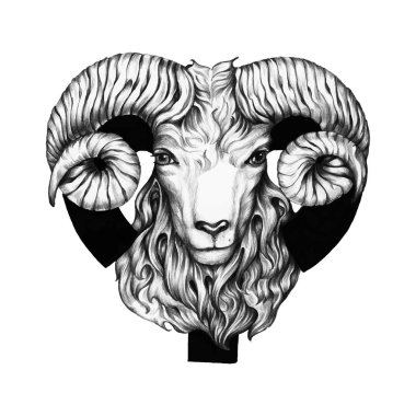 Elle çizilmiş Astroloji sembolü koç illüstrasyon