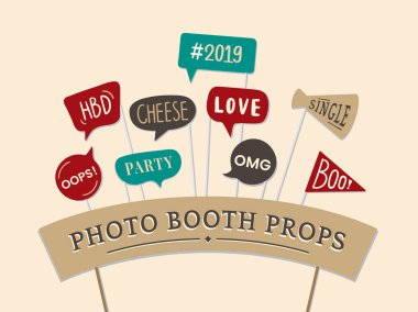Word ifadeleri parti photo booth sahne vektör için ayarla