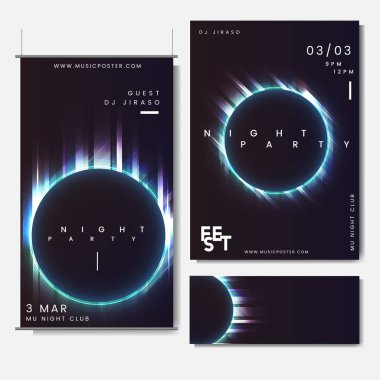 Gece parti etkinlik tasarımı vektör ayarla