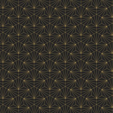 Siyah zemin üzerine altın geometrik Seamless Modeli