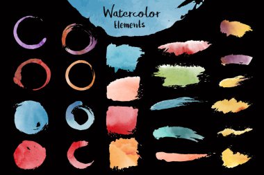 Karışık suluboya öğeleri vektör set