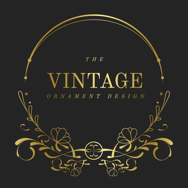 Vintage Dourado Arte Nouveau Emblema Vetor — Vetor de Stock