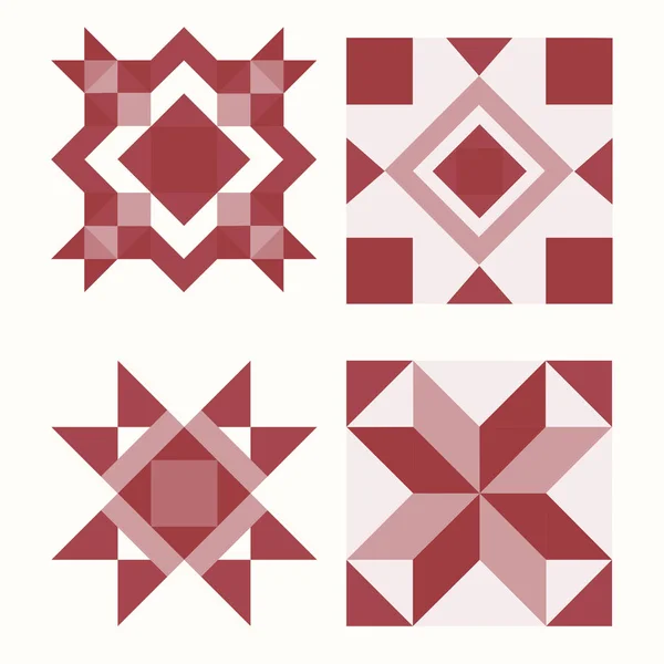 Red Christmas Tiles Geometrical Design Vector — Stock Vector