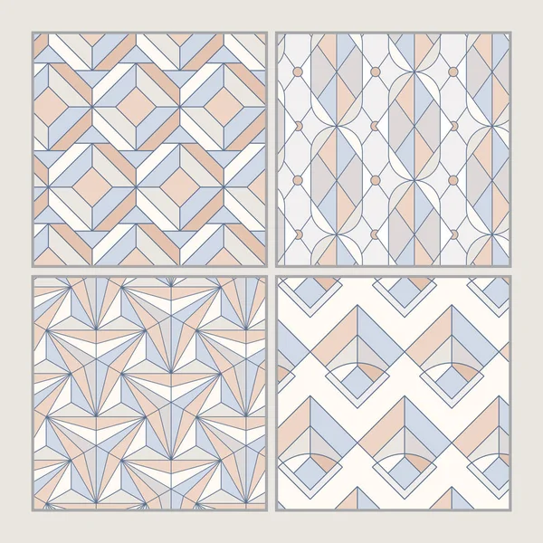 カラフルなパステル幾何学的なシームレスパターンセット — ストックベクタ