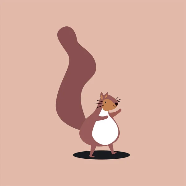 Desenho Animado Bonito Esquilo Marrom Selvagem Ilustração — Vetor de Stock