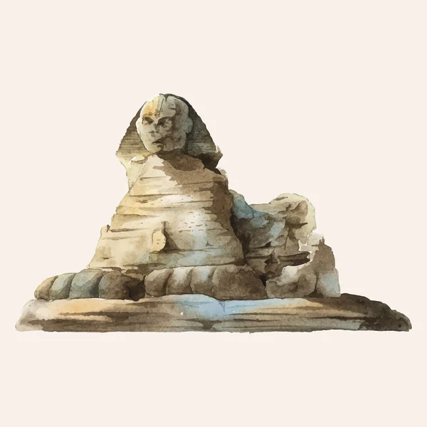 Sphinx Égyptien Peint Aquarelle — Image vectorielle