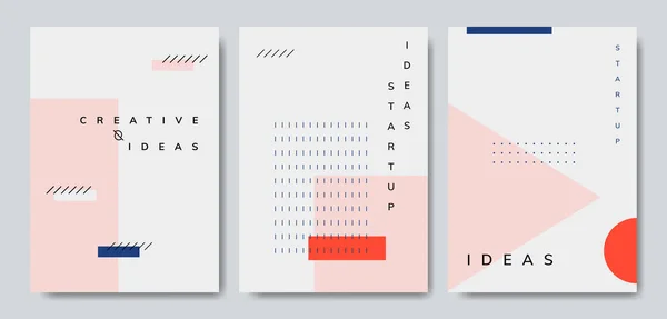 Set Minimaler Memphis Design Start Poster Vektor — Stockvektor