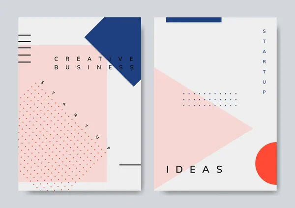 Set Von Minimalen Memphis Start Unternehmen Poster Vektor — Stockvektor