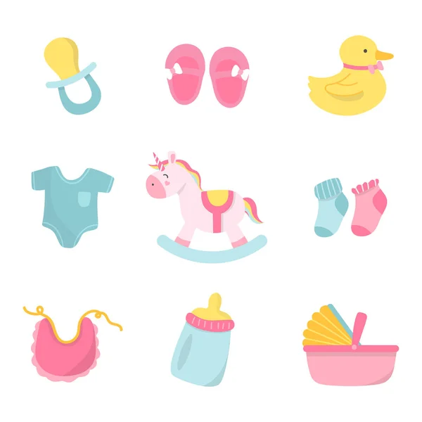 Set Cute Baby Shower Vectors — Stock Vector