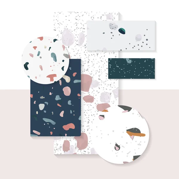 Bunte Terrazzo Nahtlose Muster Tags Vektor Set — Stockvektor