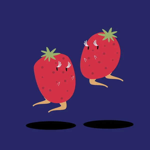 新鲜草莓卡通人物向量 — 图库矢量图片
