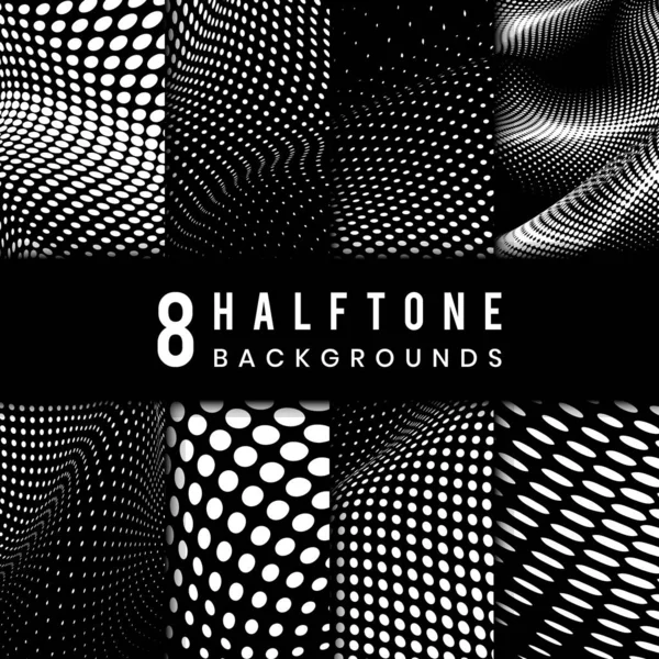 Black White Halftone Background Vector Set — Stock Vector