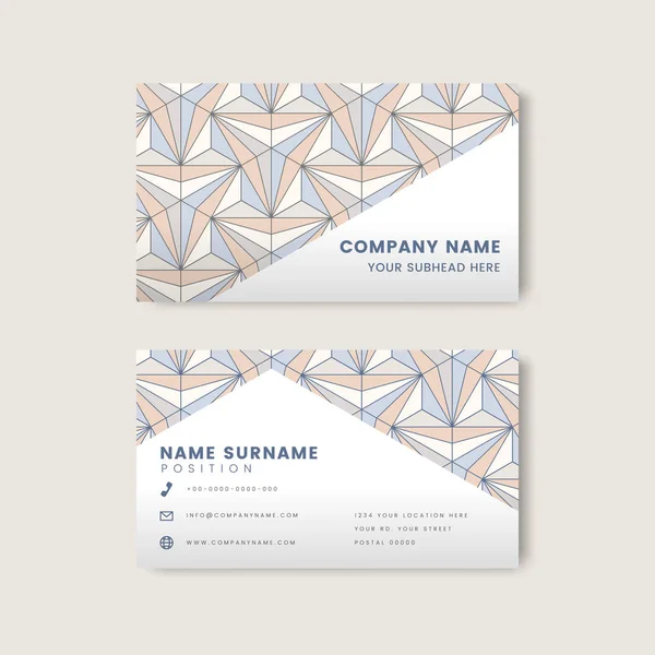 Pastel Geometric Pattern White Business Card Vector — Stock Vector