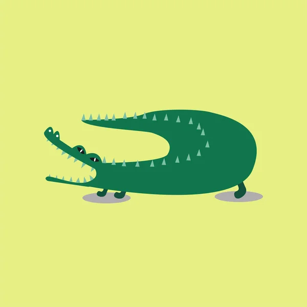 Cute Wild Crocodile Cartoon Illustration — Stock Vector