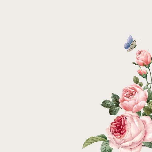 Cadre Rose Dessiné Main Sur Fond Beige Vecteur — Image vectorielle