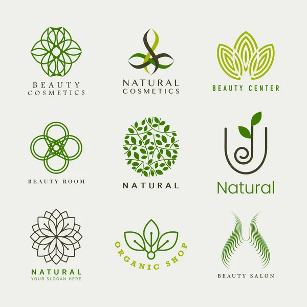 Conjunto Cosméticos Naturales Logo Vector — Vector de stock